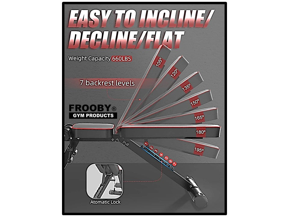 Foldable Gym Weight Bench 7 Incline Adjustable 36-7