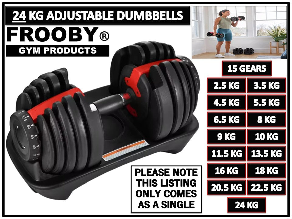 Adjustable Dumbbell 24kg Home Gym 15 In 1 Quick Dial